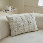 TR CUS 003 Textured Floral Embroidered Lumbar Cushion Cover – 60 × 40 cm