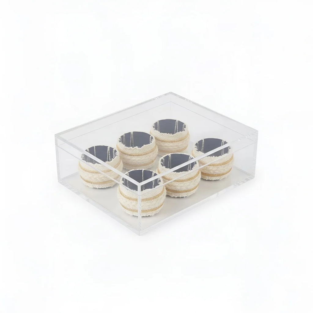 Artisanal Ivory & Gold Braided Napkin Rings – Set of 6, 5 cm