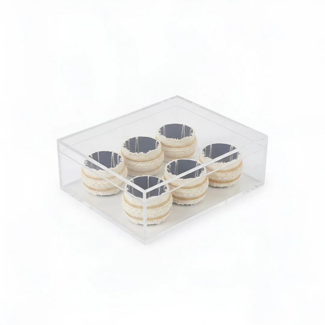 Artisanal Ivory & Gold Braided Napkin Rings – Set of 6, 5 cm