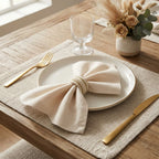 Artisanal Ivory & Gold Braided Napkin Rings – Set of 6, 5 cm
