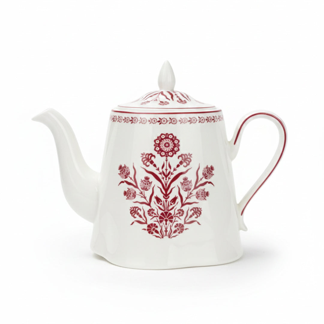 EM-009 Teapot Burgundy Rim