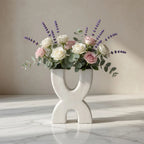 VS1159 Ceramic Vase Sculptural Dual Opening Ivory Decorative Vase