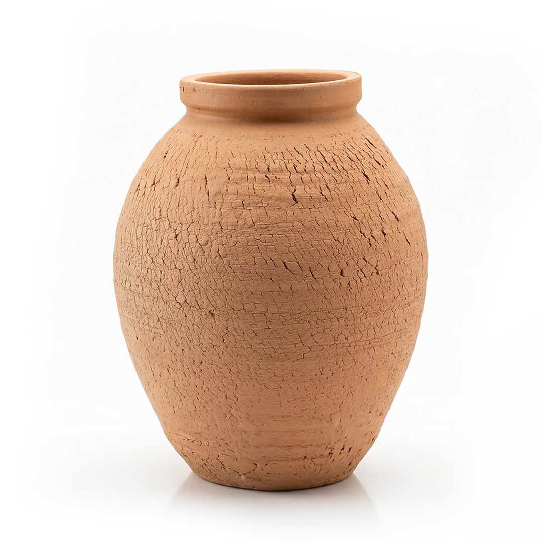 VT25A2015 Terracotta Vase Textured Ceramic Decorative Floor Vase 45 cm