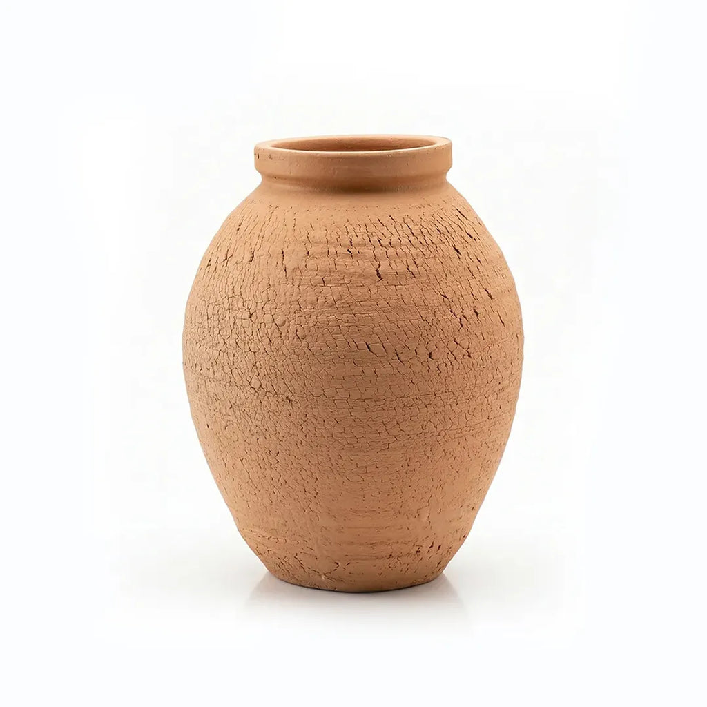 VT25A2025 Terracotta Vase Textured Ceramic Decorative Floor Vase 35 cm