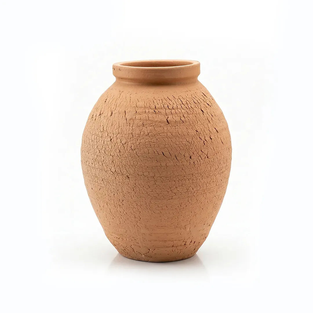 VT25A2025 Terracotta Vase Textured Ceramic Decorative Floor Vase 35 cm