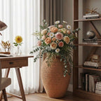 VT25A2015 Terracotta Vase Textured Ceramic Decorative Floor Vase 45 cm