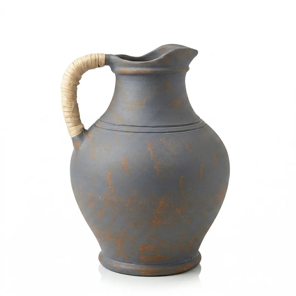 VT25A2062 Terracotta Vase Rustic Pitcher Style with Handle 31 cm