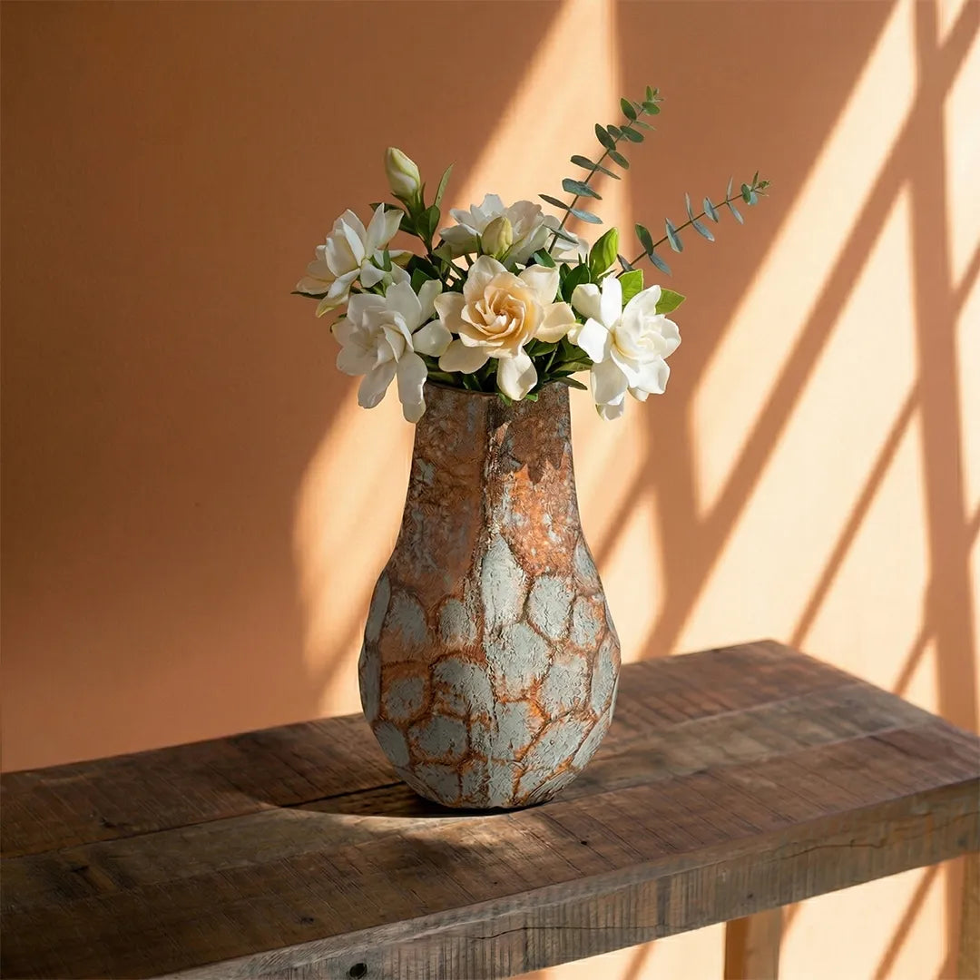 VT25A2512 Paper Mache Vase Textured Rustic Finish 30 cm