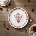 EM-005 Round Dish 31 cm Burgundy Rim