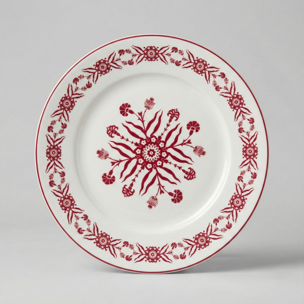 EM-004 Dinner Plate 10.5" Burgundy Rim