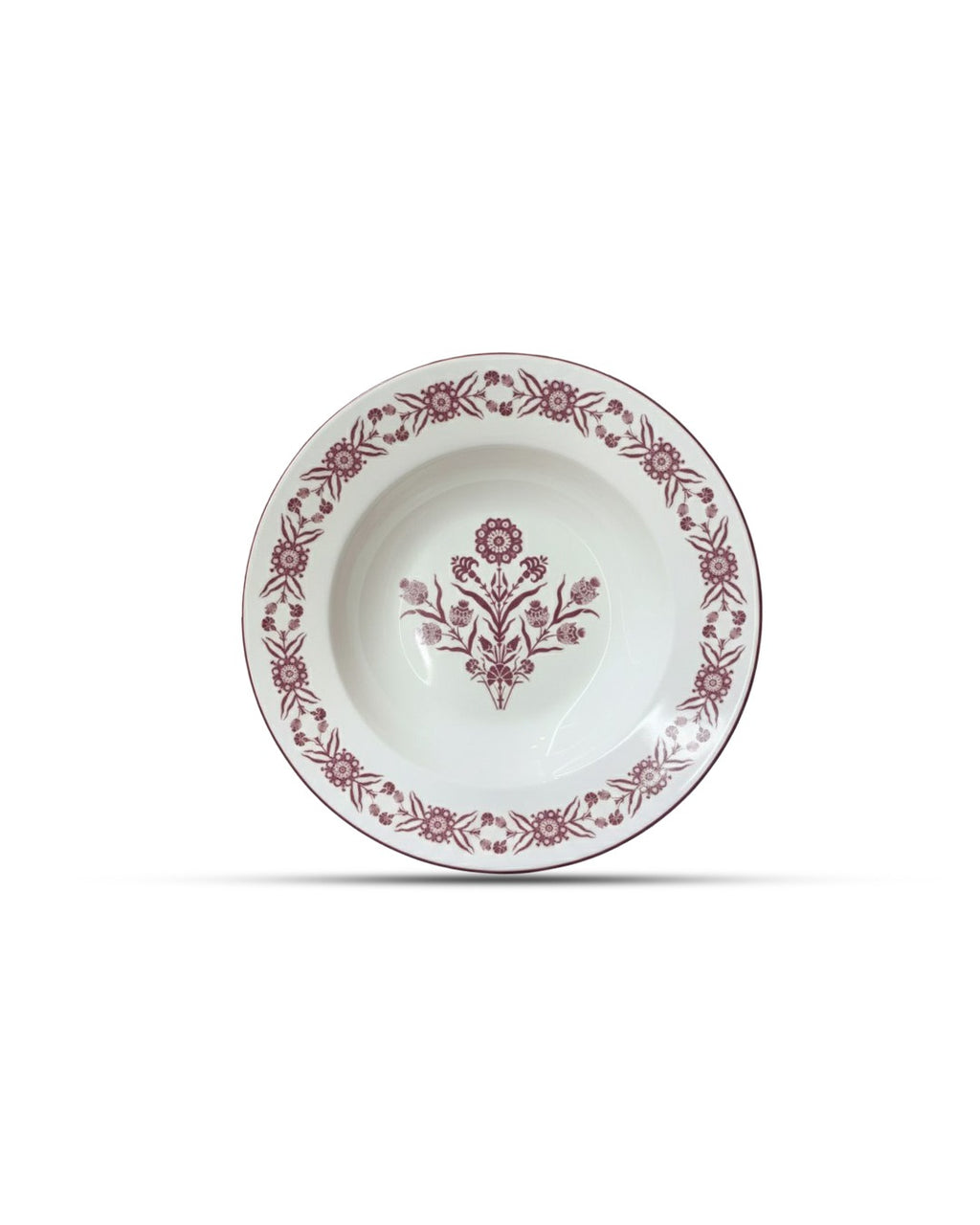 EM-001 Soup Plate 8.5" Burgundy Rim