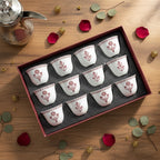 EM-010 Cawa Cup Set of 12 Burgundy Rim