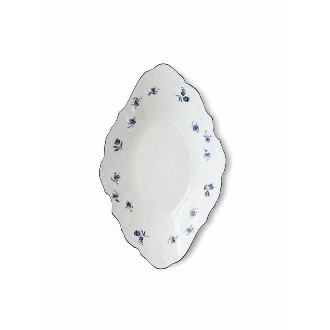 AB-010 Leaf Plate Blue Rim