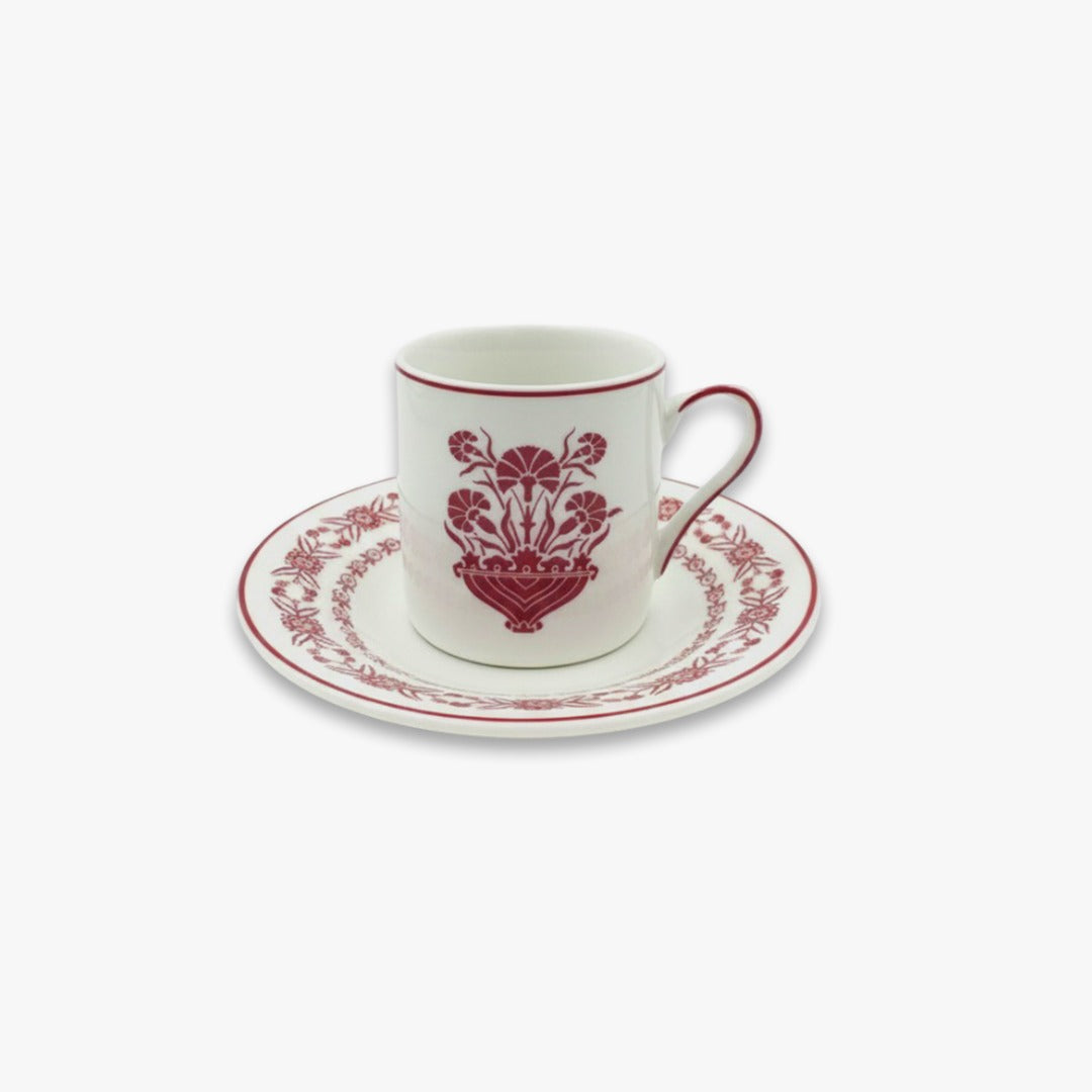 EM-006 Cup & Saucer Set of 6 80 cc Burgundy Rim