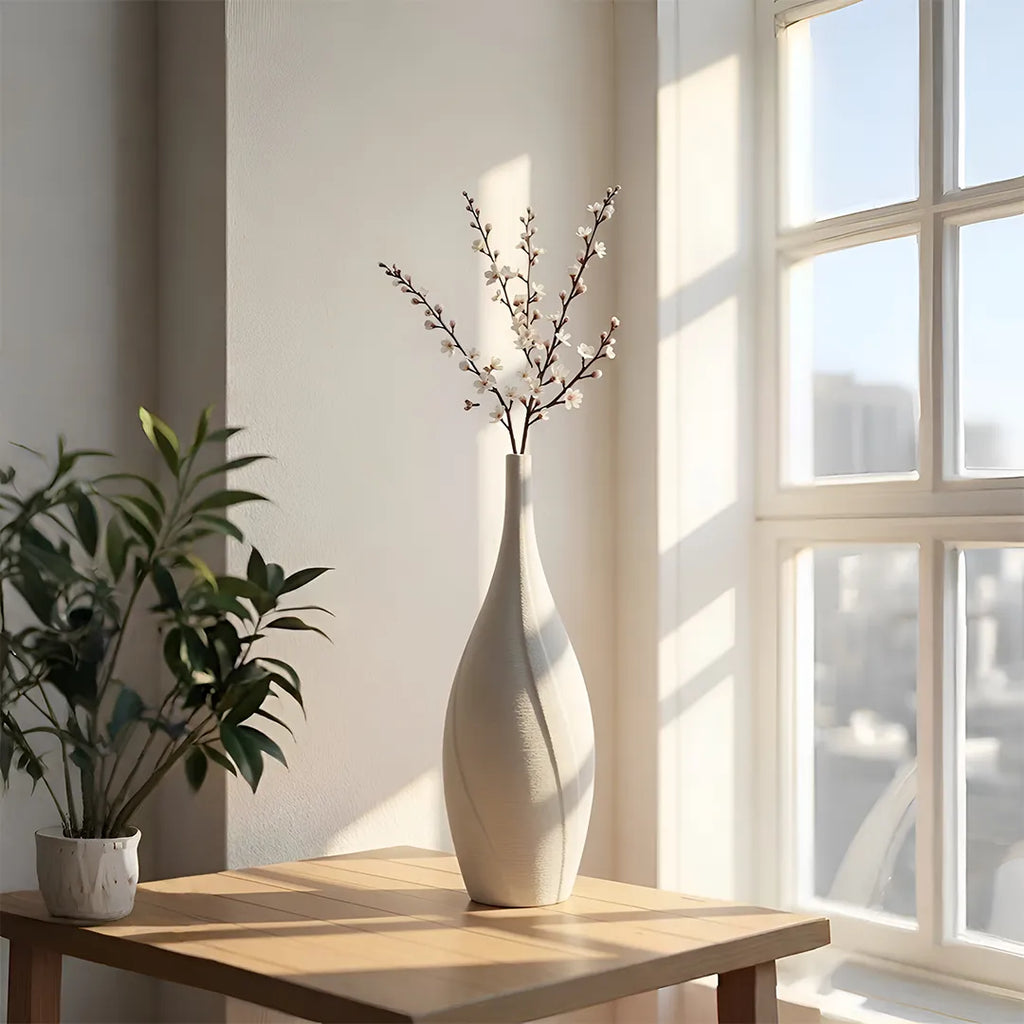 XXT24 Ceramic Flower Vase Tall Minimal Sculptural Decorative Vase 32 cm
