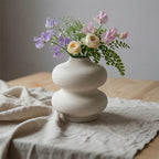 XXT25 Ceramic Flower Vase Rounded Sculptural Decorative Vase 22 cm