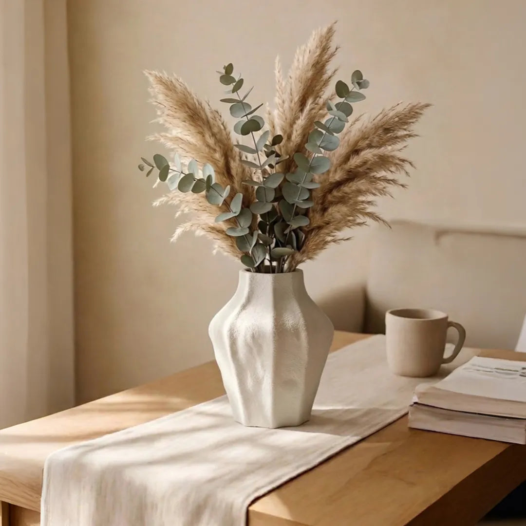 XXT55 Ceramic Flower Vase Modern Textured Decorative Vase 24 cm