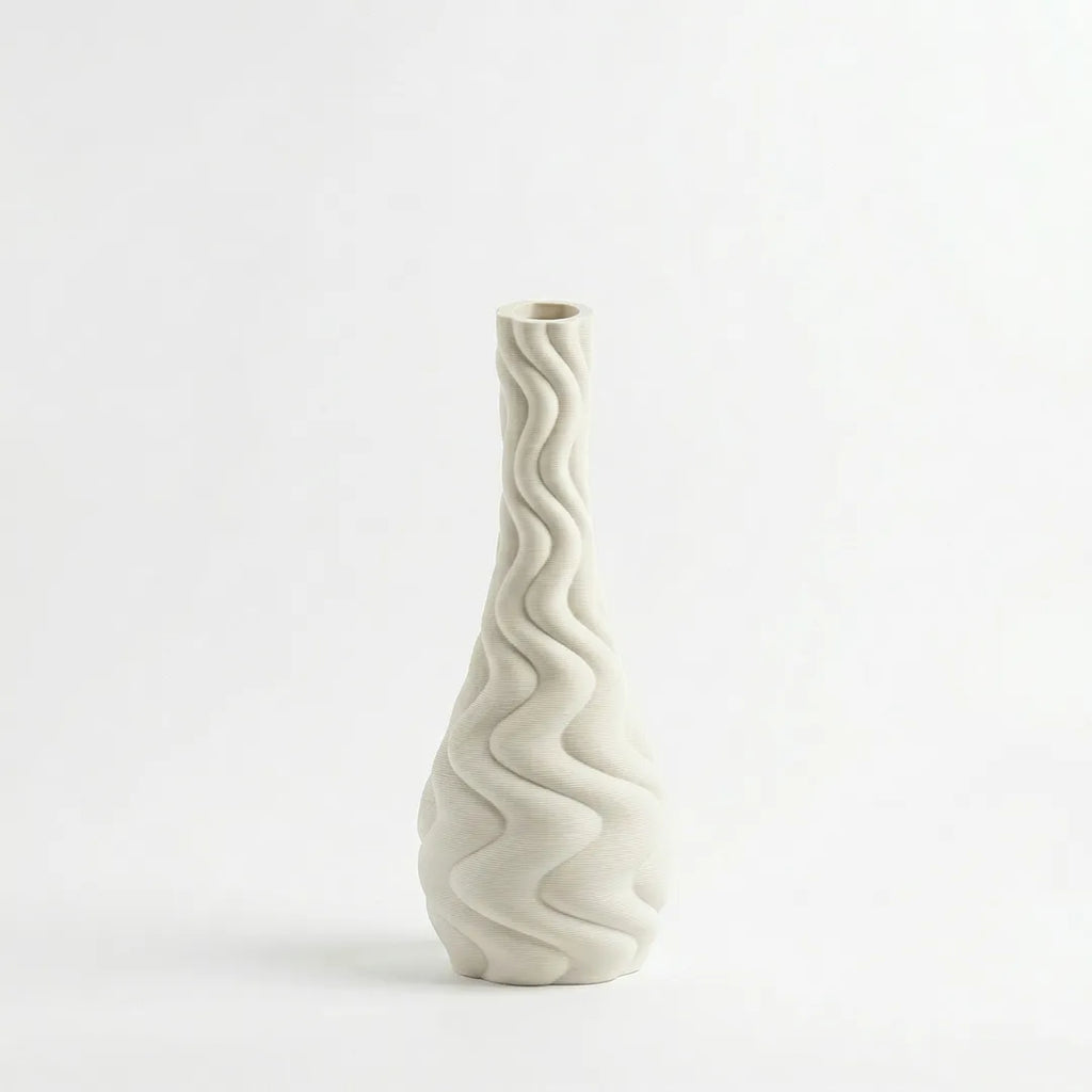 XXT62 Ceramic Flower Vase Slim Textured Decorative Vase 29 cm
