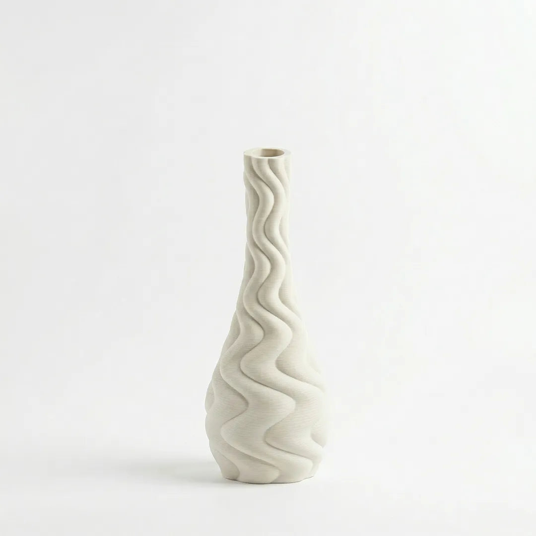 XXT62 Ceramic Flower Vase Slim Textured Decorative Vase 29 cm