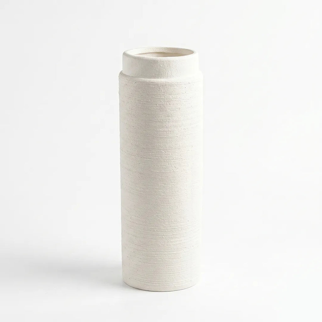XXT83 Tall Ceramic Vase Minimal Textured Beige 30 cm