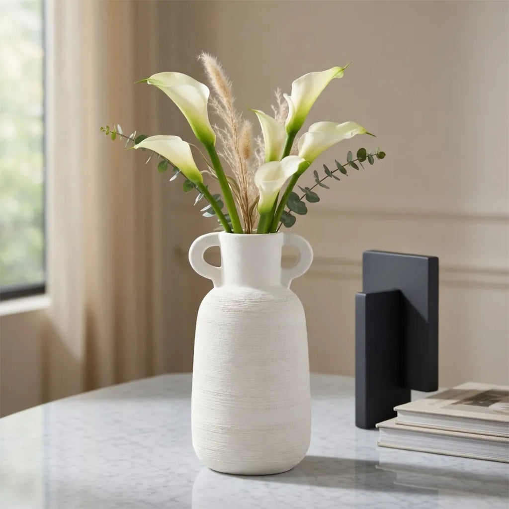 XXT90 Ceramic Handle Vase Ivory 26 cm