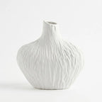 XXT91 Textured Wave Ceramic Flower Vase Ivory 20cm