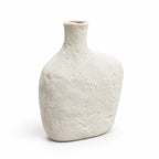 XXT93 off-white textured flat bottle decor vase, full angled view