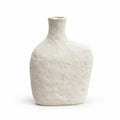 XXT93 off-white textured flat bottle decor vase, full front view