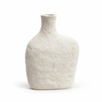 XXT93 off-white textured flat bottle decor vase, full front view