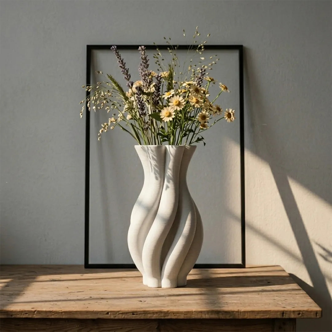 XXT99 Ceramic Flower Vase Twisted Sculptural Decorative Vase 30 cm