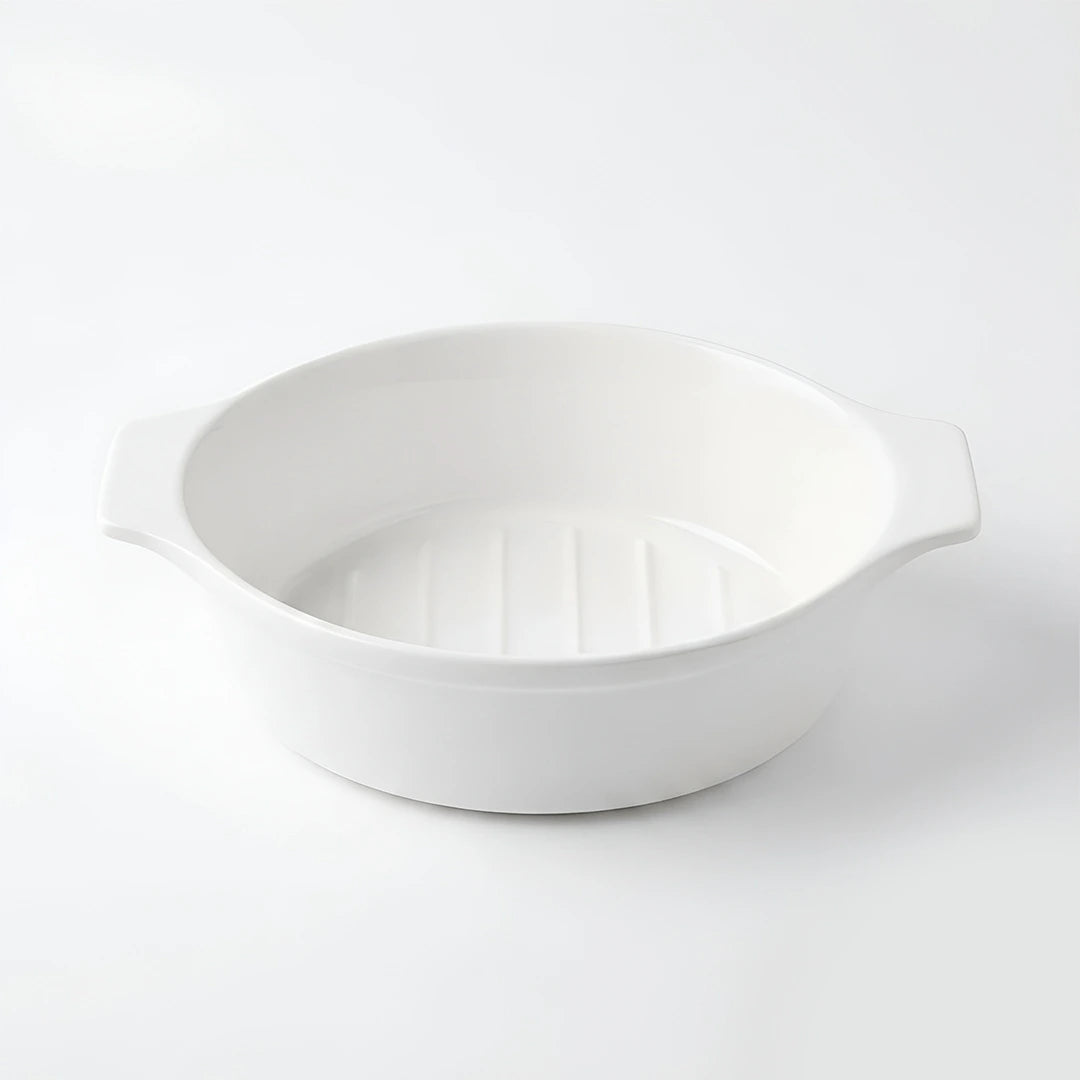 A5394 – Horeca Oval Baker White with Eared Handle 8"