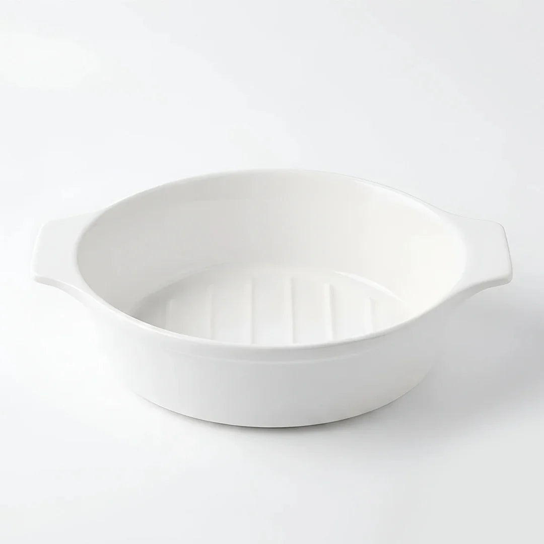 A5395 – Horeca Oval Baker White with Eared Handle 10"
