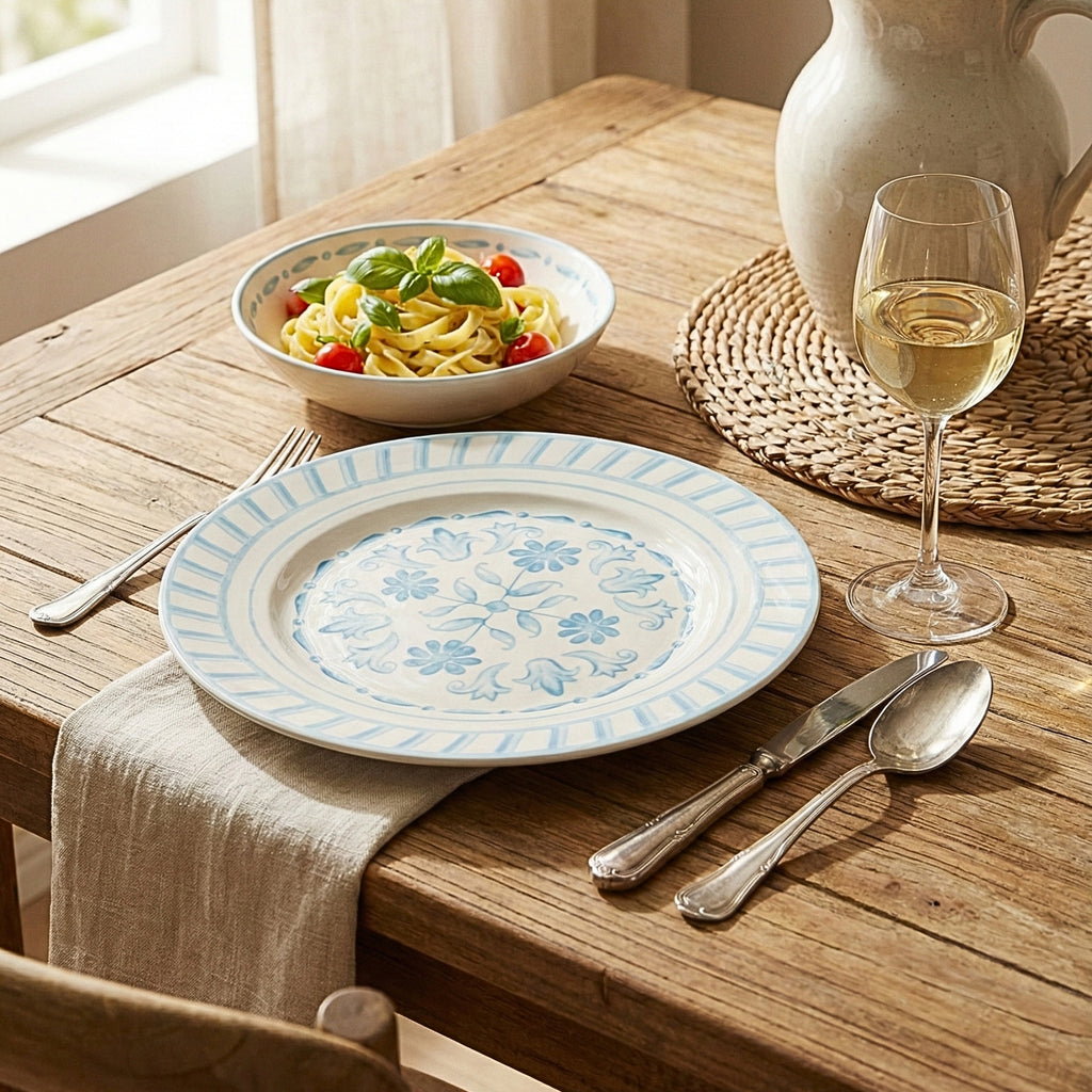 Napkin on a wooden surface with a blurred background