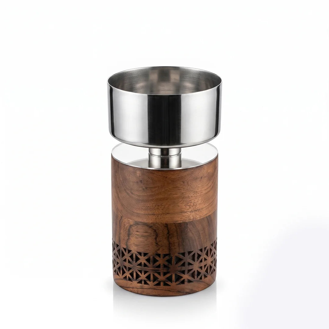 74815-B Luhpar Prism Wood & Stainless Steel Candle Holder
