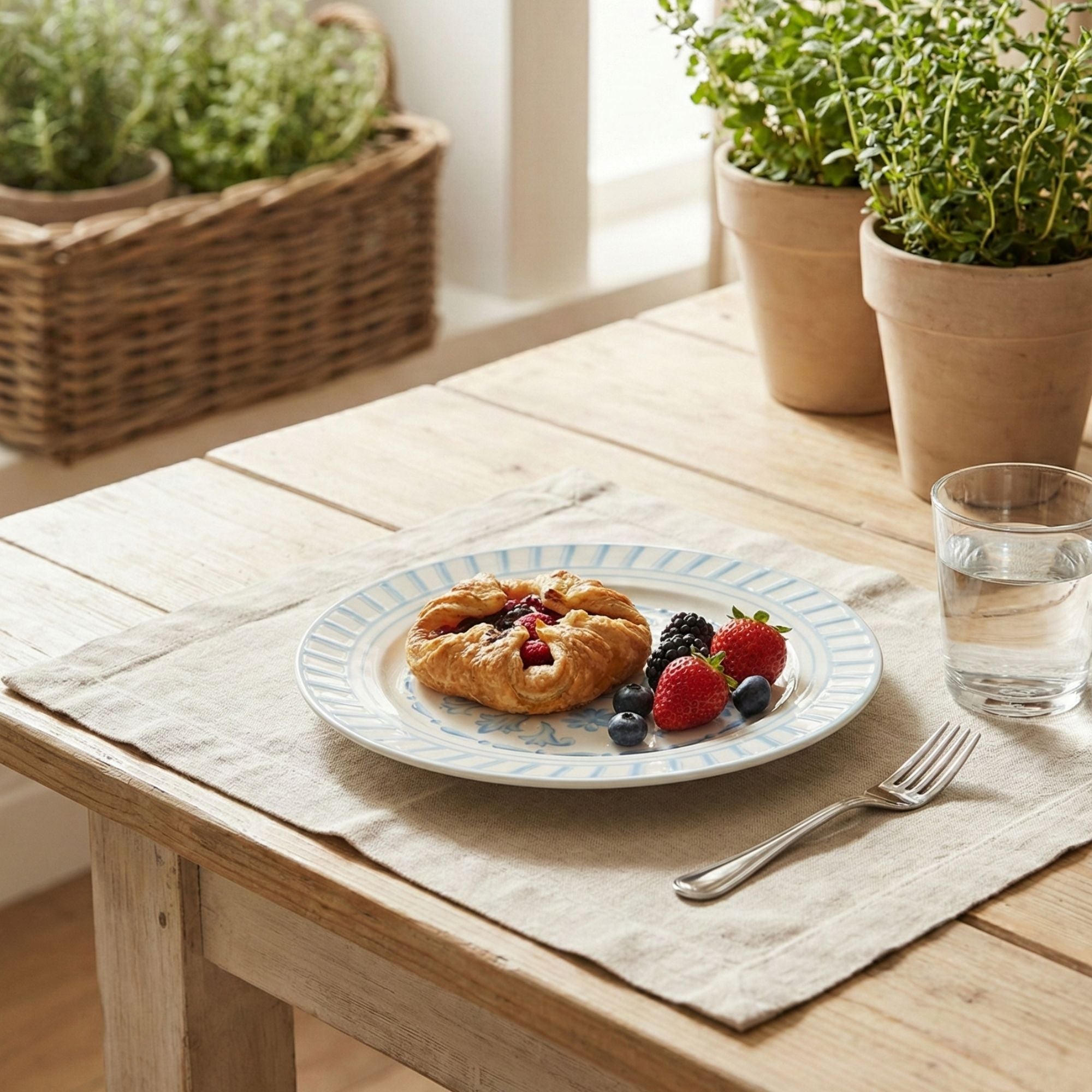 plate on the table linen surface 