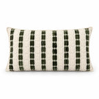 Full ivory and olive 27 x 50 cm cushion, front view