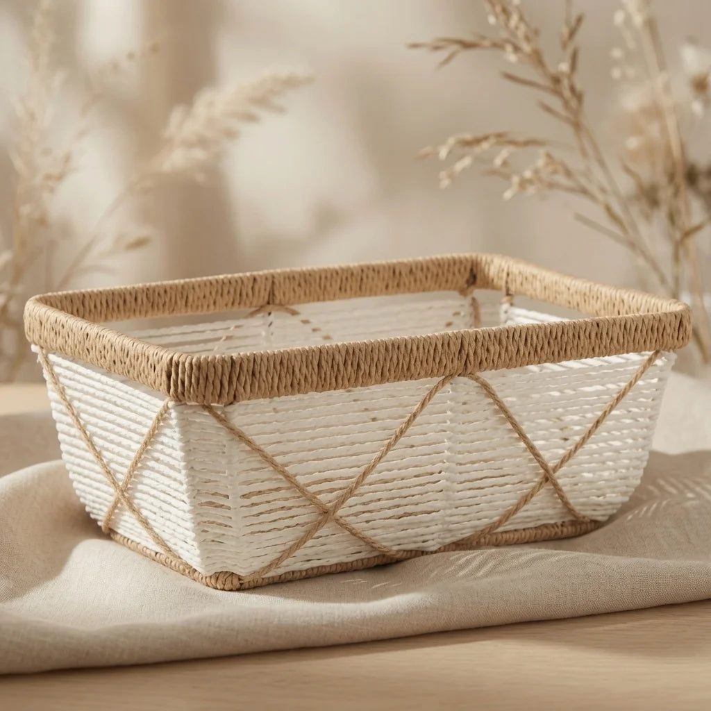 26330-1 Natural Rectangular Rattan Storage Basket – Small, Medium & Large
