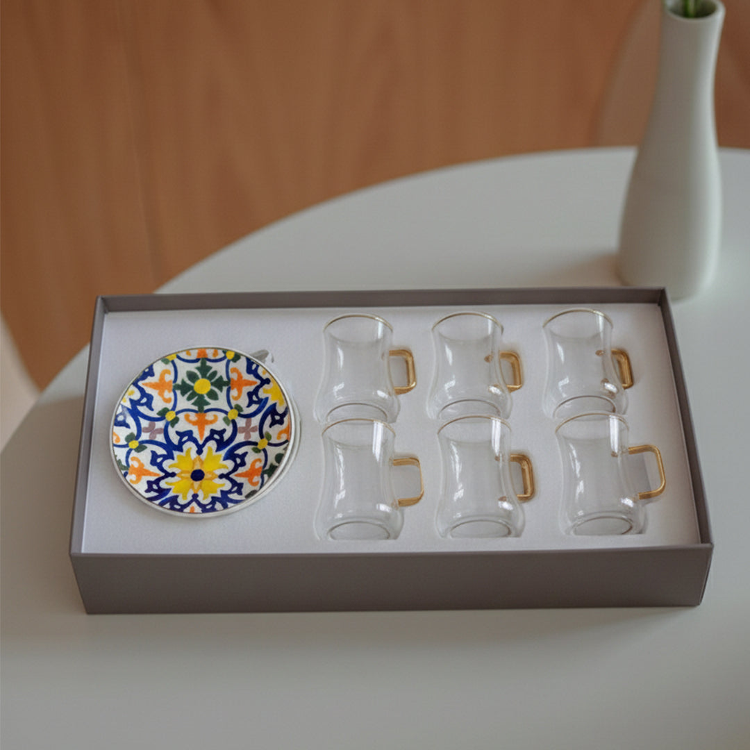 D24130D 105 ml Tea Glass Cup & Saucer Set