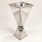 Polished silver metal bakhoor incense burner, 35cm height, studio view