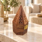 Octagonal wooden incense burner WLDJ-7153-N/L, 17 cm – lifestyle view