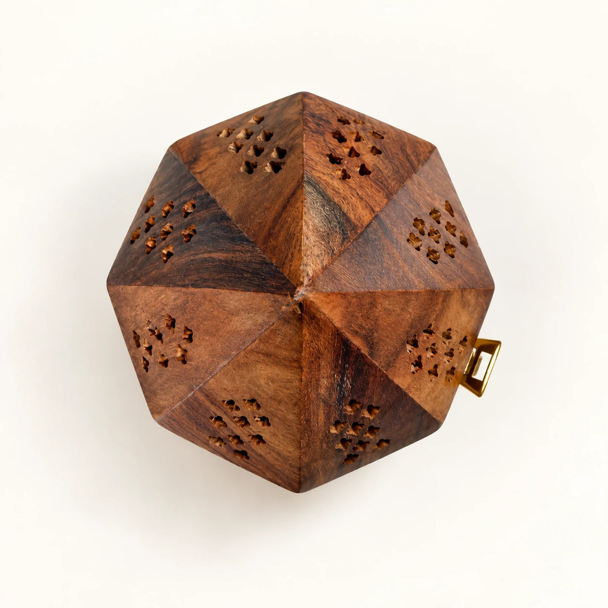 Top view showing the eight-sided octagonal lid of wooden incense burner WLDJ-7153-N/L