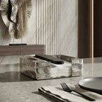 74905-A Luhpar Wave Textured Aluminum & Wood Napkin Holder