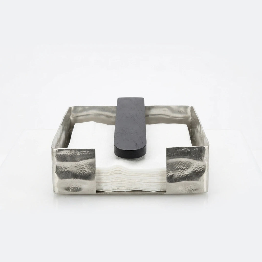 74905-A Luhpar Wave Textured Aluminum & Wood Napkin Holder