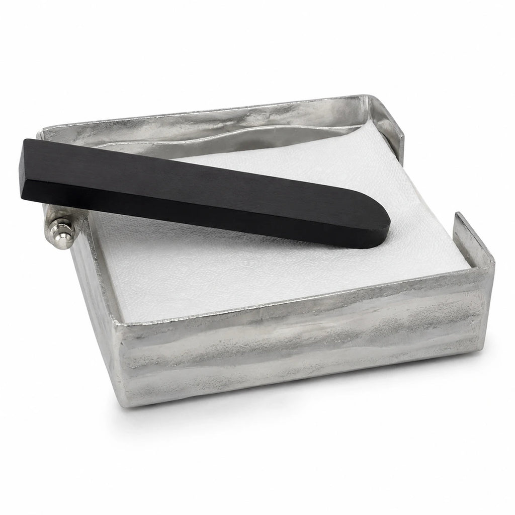 74905-A Luhpar Wave Textured Aluminum & Wood Napkin Holder