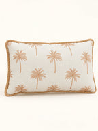 Beige palm filled lumbar cushion 28 × 50 cm — angle