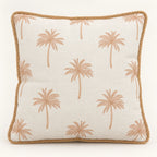 Beige palm filled cushion 43 × 43 cm — front