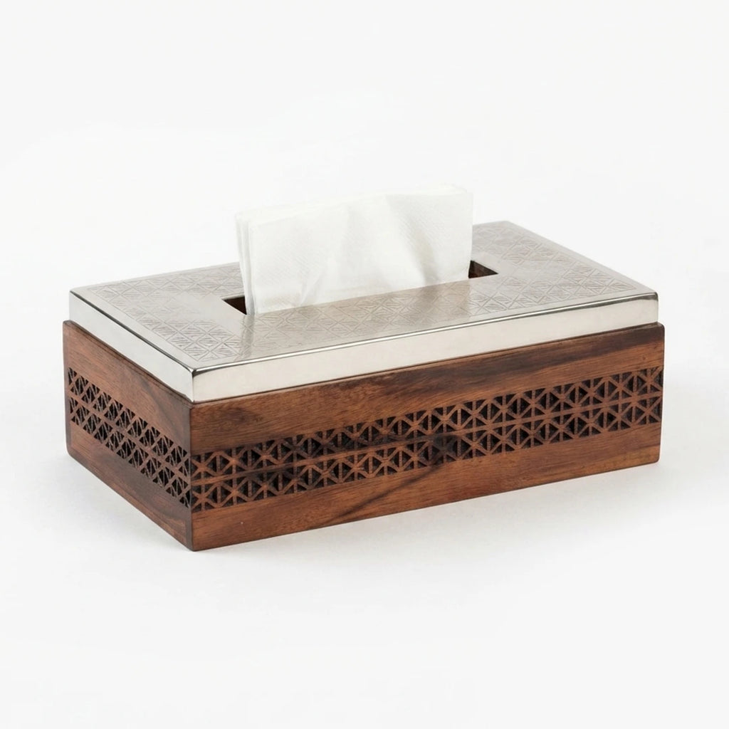 74824 – Luhpar Prism Wood & Metal Etching Tissue Box