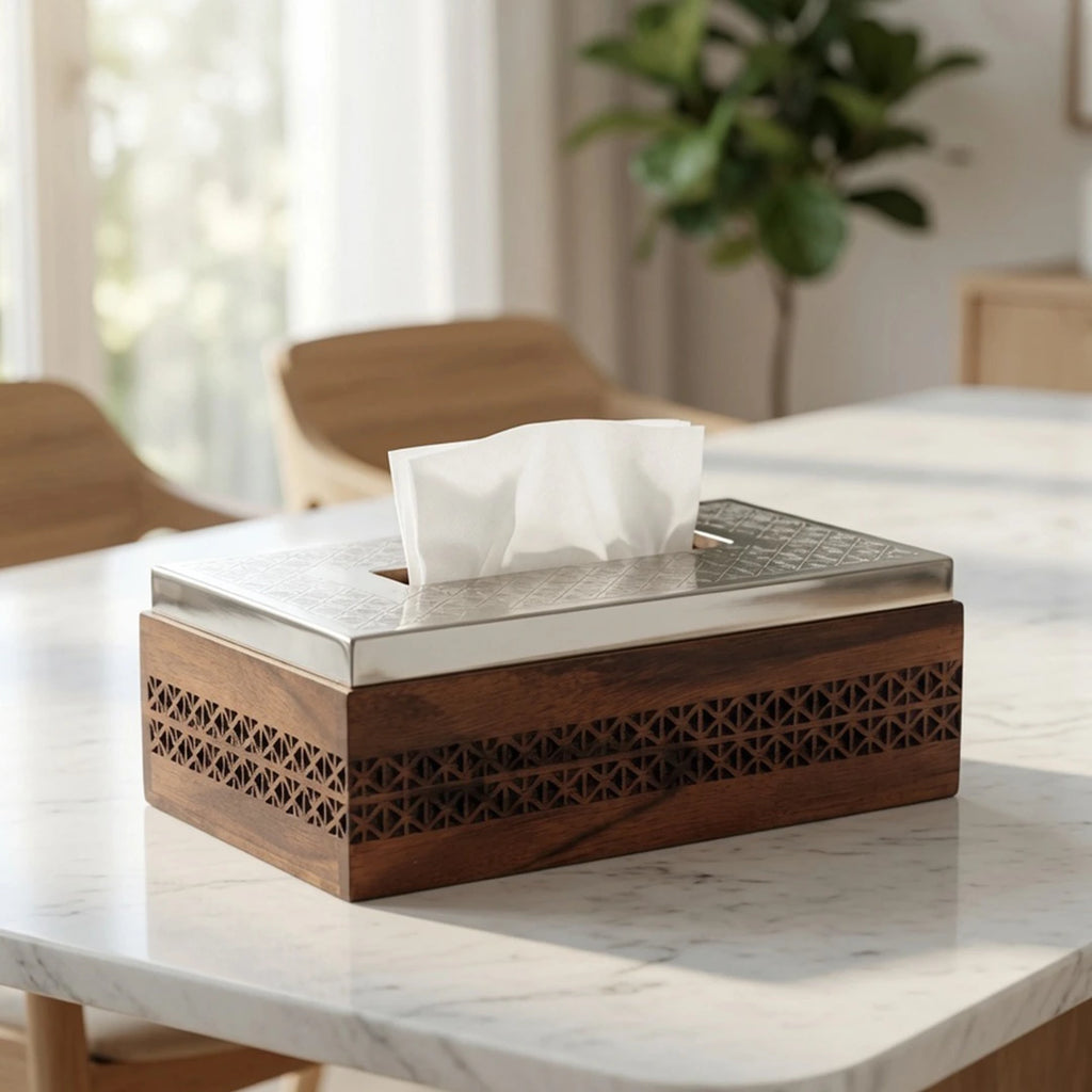 74824 – Luhpar Prism Wood & Metal Etching Tissue Box