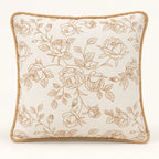 Beige rose filled cushion, 43 x 43 cm – front view