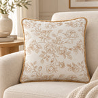 Beige rose filled cushion, 43 x 43 cm – lifestyle view
